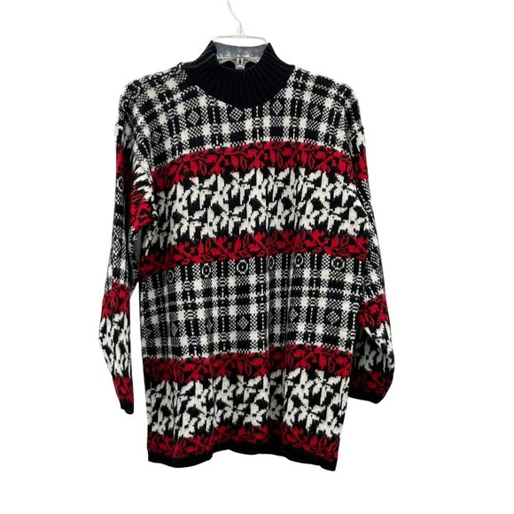 American Pride Sweaters - Vintage American Pride Sweater Womens L Red Black White Knit USA Made Used 80/90